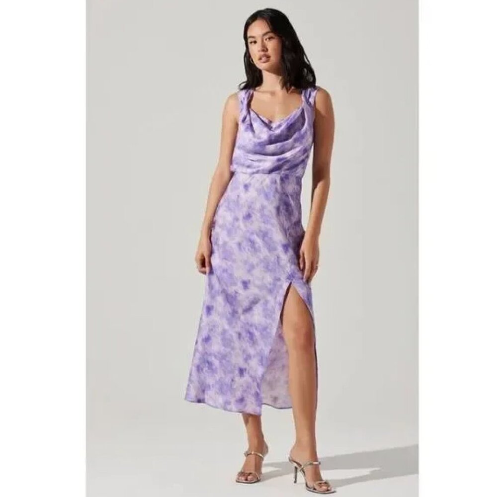 ASTR The Label Elin Cowl Neck Midi Dress